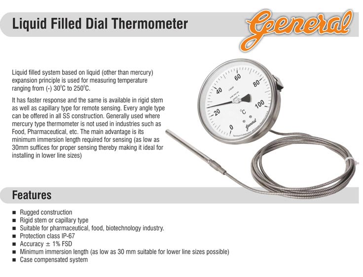 How does a liquid filled thermometer (liquid-in-metal) work? - tec